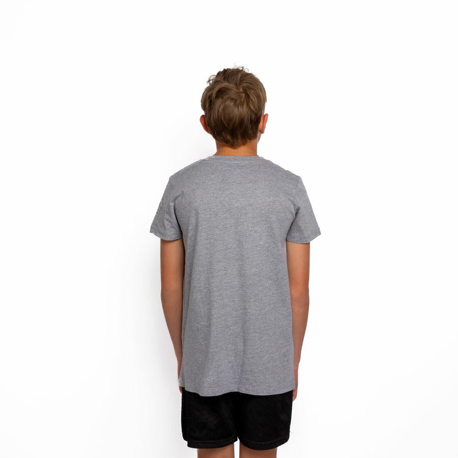 STACKED 2 TONE TEE GREY MARLE/RED